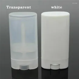 Storage Bottles 5pcs 15g White Transparent Empty Oval Flat Lipstick Tubes Plastic Solid Perfume Deodorant Stick Container