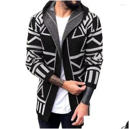 Mens Jackets Cardigan Sweater Autumn And Winter Long Coat Black White Hoodie Male Tops Outerwear Coats Drop Delivery Apparel Clothing Dhgm2