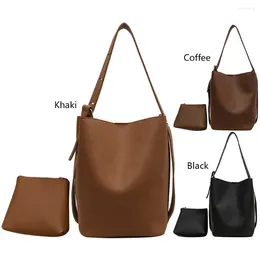 Shoulder Bags Women Versatile Shopper Bag Large Capacity Fashion Adjustable Strap Solid Colour Simple With Matching Clutch Set