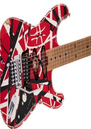 Heavy Relic Eddie Edward Van Halen Stein White Black Stripe Red ST Electric Guitar Floyd Rose Tremolo Locking Nut Little Black 9126253