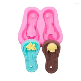 Baking Moulds Starfish Sea Shell Slippers Perforated Gypsum Silicone Mould Sugar Cake Decorative Tools