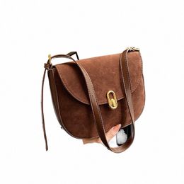 winter Vintage Women Crossbody Bags Fi Faux Suede Flap Design Shoulder Underarm Bag Solid Color Versatile Lady Handbags 76Ib#