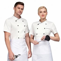 western Restaurant Thin Hotel Chef Overalls Men's Short-Sleeved Dining Restaurant Kitchen Chef Summer r8Ro#