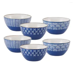 Bowls 25 Ounce Highest Quality Ceramic Tableware All Purpose Silk Screen Pattern Set Of 6 Stoare In 3 Colorway Sturdy