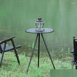 Camp Furniture Outdoor Folding Round Table Portable Liftable Aluminium Alloy Cam Accessories Drop Delivery Sports Outdoors Camping Hiki Ot4Er