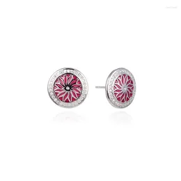 Stud Earrings Lefei Fashion Trendy Classic Luxury Design Creative Red Fire Pattern Round Earring For Women Silver 925 Party Charm Jewellery