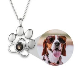 Necklaces Pet Projection Photo Necklace For Girls Personalized Dog Cat Necklaces Fashion Custom Female Memorial Valentine's Day Gifts