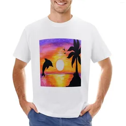 Men's Tank Tops Painted Dolphin In The Sunset T-Shirt Cute Men Clothes