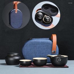 Teaware Sets Creative Ceramic Portable Travel Tea Set Black Pottery Shuke Cup One Pot Two Cups Home Outdoor Office