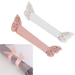 Napkin Rings White Pink Color Butterfly Ring Serviette Paper Holder Creative Wedding Party Banquet Table Decoration 250Pcs Drop Delive Dho31