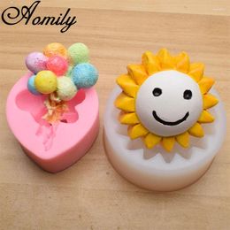 Baking Moulds Aomily Balloon Sunflower Shaped Silicone Fondant Cake Chocolate Cookies Mould Soap Candy Kitchen Mould