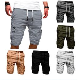 Летние мужские брюки-карго, повседневные свободные шорты с эластичным поясом и карманами, большие размеры S-5XL BSDFS-ZK36 240327