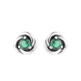 Stud Earrings Authentic 925 Sterling Silver May Birthstone Eternity Circle For Women Fine Jewelry Wedding Ear Brincos Wholesale