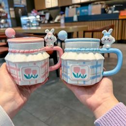 Mugs High Beauty Ceramic Cup Set Children With Cover Ins Household Niche Cream Tea Colour Creative Birthday Gift Mug Cute