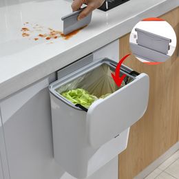 JYPS 7/9L Hanging Trash Can For Kitchen Large Capacity Kitchen Recycling Garbage basket Bathroom Wall Mounted Trash Bin with lid