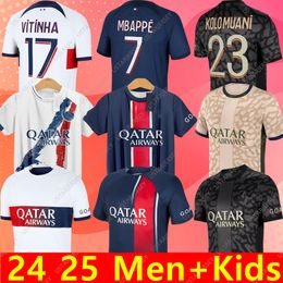 24 25 Maillot MBAPPE Soccer Jerseys Kids Kit 23/24 Player Version Training Pre Match 2023 2024 Maglia Paris Home Away Football Shirt HAKIMI FABIAN VITINHA O