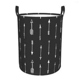 Laundry Bags Dirty Basket Arrow Background Retro Pattern Folding Clothing Storage Bucket Toy Home Waterproof Organiser