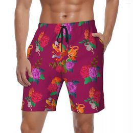 Men's Shorts Northeast Big Flower Board Summer Peony Fashion Surfing Short Pants Fast Dry Classic Plus Size Swim Trunks