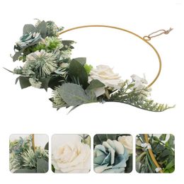 Decorative Flowers Artificial Garland Wreath Adornment Front Door Ornament Wall Hanging Pendant Iron Simulation