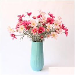 Decorative Flowers Wreaths 60Cm Cosmos Artificial Spray European Style Fake Chrysanthemum Party Furnishing Layout Home Decoration Drop Dh5Bn