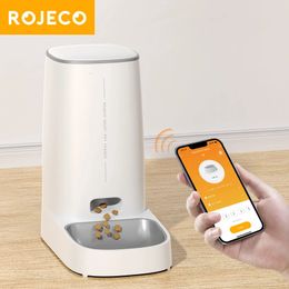ROJECO Automatic Cat Feeder Pet Smart WiFi Cat Food Kibble Dispenser Remote Control Auto Feeder For Cat Dog Dry Food Accessories 240328