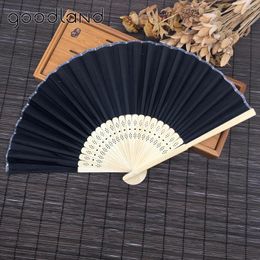 Decorative Figurines Wholesale 50pcs/lot Portable Chinese Plain Hand Held Fabric Folding Fan Wedding Decoration Gifts For Guest