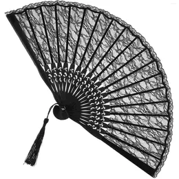 Decorative Figurines Paper Fan Victoria Black Hand Victorian Women Silk Fans For Foldable Bride Wedding Decorations