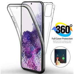 Cell Phone Cases 360 Full Clear Case for Samsung Galaxy S22 S21 S23 S20 FE S10 S9 S8 Plus S7Edge Note 20 10 9 Ultra Dual Side Back Cover yq240330