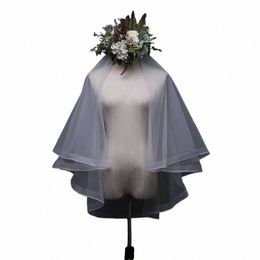 hot Sale Wedding Veil White Two Layers Short Tulle Bridal Veils Ribb Edge Bride Veils Complementos De Boda 2024 d45b#