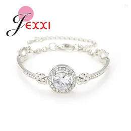 Link Bracelets Est Fashion 925 Sterling Silver Bracelet Bangles For Women Girls Adjustable Extend Chain Clear Sparkling Crystal Wholesale