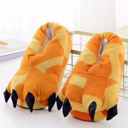 2022 New Winter Warm Soft Indoor Floor Slippers Women Men Children Shoes Paw Funny Animal Christmas Monster Dinosaur Claw Plush