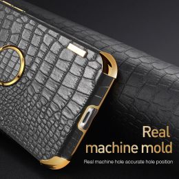 For Realme C55 5G Case 6D Plated Gold Frame Leather Cover Realmi C55 C 55 5G Magnet Holder Ring Shockproof Coque RealmeC55 6.72"