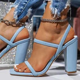 Large size square toe block buckle thick high heel sandals wedge female plate sandal for women lady