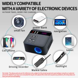 Mini Car Inverter Adapter 150W 12V/24V DC To 220V AC Cigarette Lighter Power Supply Inverter with QC 3.0 USB Fast Charging