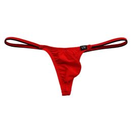 Men New Ice Silk T Back Panties Thin Belt Comfortable Low Waist String Thong Male U Convex Pouch Underwear Single Briefs Elastic