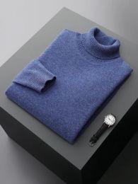 LHZSYY 100% Pure Merino Wool Pullover Men Cashmere Knitwear Jersey Brand Autumn Winter Thick Warm Turtleneck Sweater Top
