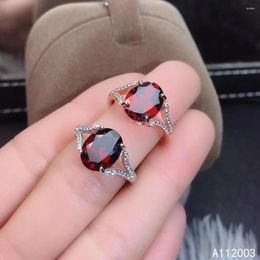 Cluster Rings KJJEAXCMY Fine Jewelry 925 Sterling Silver Inlaid Natural Gemstone Tangent Plane Garnet Female Girl Ring Support Detection