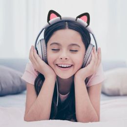 Headphone With Cat Ears Pink Cat Ears Earphones E-sports Earphone Cute Cat Ears for Headphones Girl Style Gaming Cat Headphones