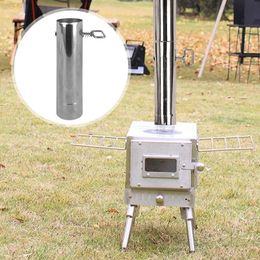 Stove Pipe Stainless Steel Chimney Furnace Tube Adjustable Woodstove Chimney Pipe Outdoor Wood Stove Accessories For Camping 240327
