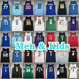 Men kids Basketball Jerseys 2 Kyrie 30 Curry 23 james Stephen 0 Jayson Tatum 1 LaMelo ball 12 Ja morant 35 Kevin Durant Damian Lillard Russell Westbrook Russell Maxey