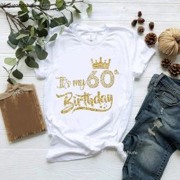 It's My Birthday 20 30 40 50 60th T-Shirt Crown Graphic Print Birthday Party Gift Women Clothes Female Short Sleeve Tees Tops