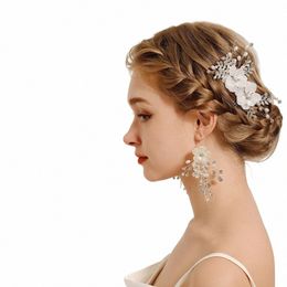 new Handmade Wedding Hair Comb Leaf Fr Bridal Hairpins Pearl Rhineste Head Jewellery Girls Wedding Hair Accories 41Jo#