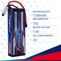 SIGP 2S Lipo Battery for 7100mAh 7300mAh 70C 7.4V Hard Case with Deans T Plug RC Car Truck Boat Vehicles Tank Buggy Racing Hobby
