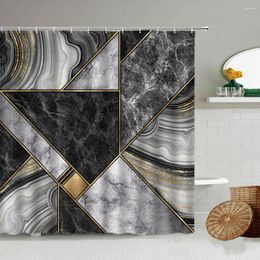 Shower Curtains Creative Marble Black Grey Geometric Gold Line Bath Curtain Modern Fabric Print Bathroom Decor Sets With Hooks