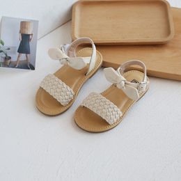 Kids Shoes for Girl Sandals Summer Cute Bow Weave Baby Girl Shoes Flat Heels Infant Girls Beach Sandals SMG248