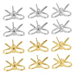 Stud Earrings 1pair 8x14mm Copper Plated Genuine Gold Simple Bow With Hanging Versatile Fashionable Style Charm Jewellery For Women