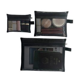 1PCS Makeup Bag Women Small Large Mesh Transparent Cosmetic Bag Organizer for Cosmetics Black Storage Pencil Cases Neceser Pouch
