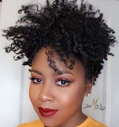Pixie curls human hair wig short taper cut afro kinky curly bob machine made natural scalp women Daily use Hd Lace frontal wigs 180%density
