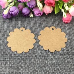 Party Decoration 200PCS DIY 6x6cm Scalloped Hang Tag Wedding Brown Kraft Paper Gift Lolly Bag Bonbonniere Favour Tags