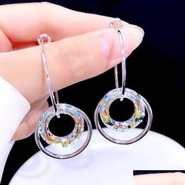 Dangle & Chandelier Statement Fashion Metallic Crystal Round Circle Hoop Earrings For Women Personality New Jewellery Earings Dhgarden Dhvrp